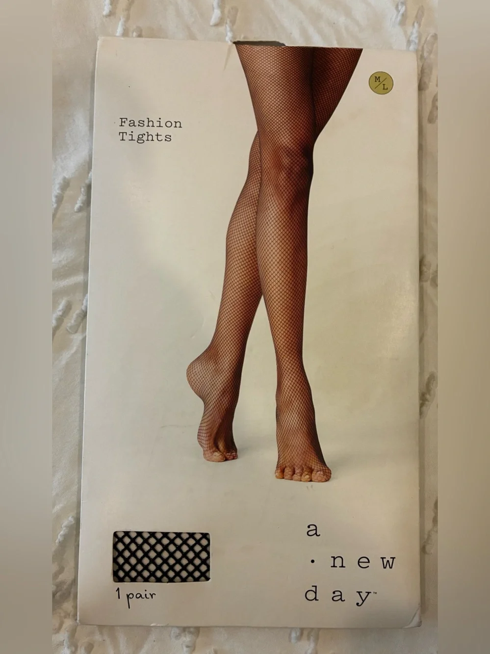 a new day Black Fishnet Fashion Tights - Women's M/L.